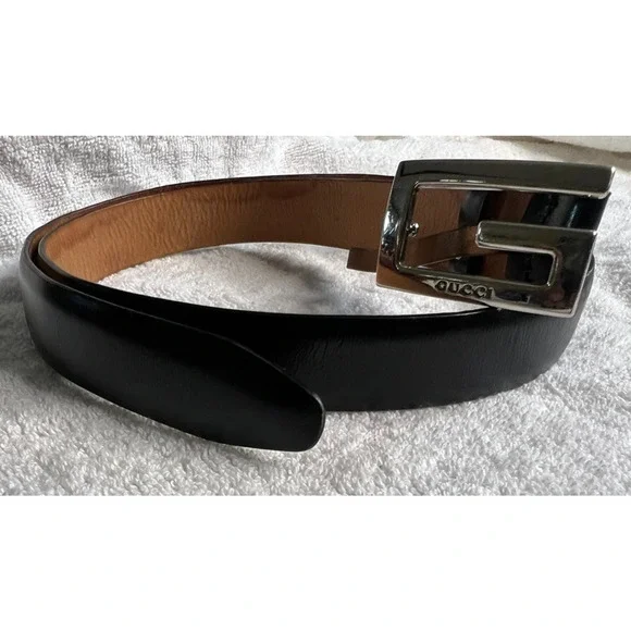 Gucci Retro “G” Silver Buckle & Dark Brown Leather Belt SOLD Vintage G Gucci Modernist Silver Horseshoe Buckle  main image 2